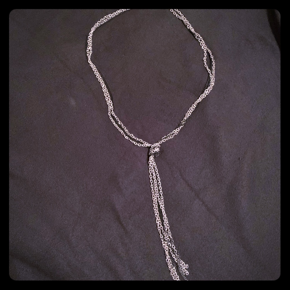 Silver and black chain necklace